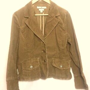 Tommy Hilfiger Stretch Women's Brown Corduroy 3 Button Blazer Jacket XL 2005